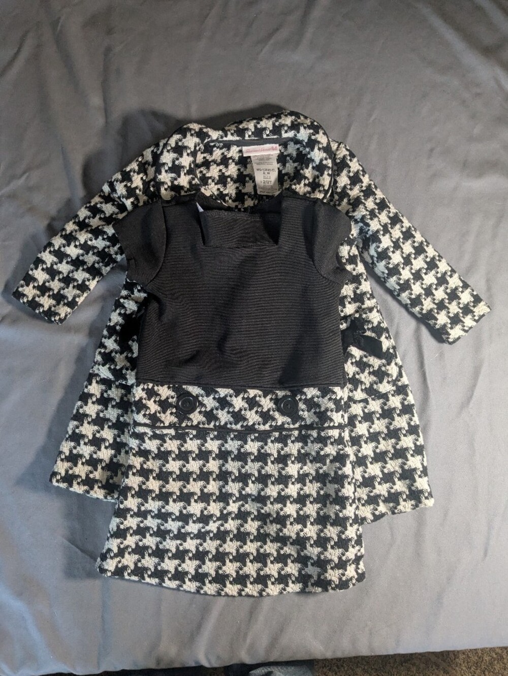 Bonnie Jean Black & White Houndstooth Blazer with Black Top